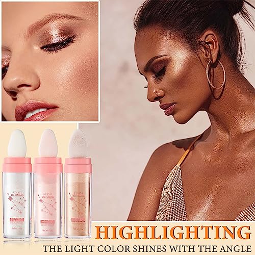 DuoZeng Fairy Highlighter Stick Set - Face & Body Glitter Makeup, 3 Pcs