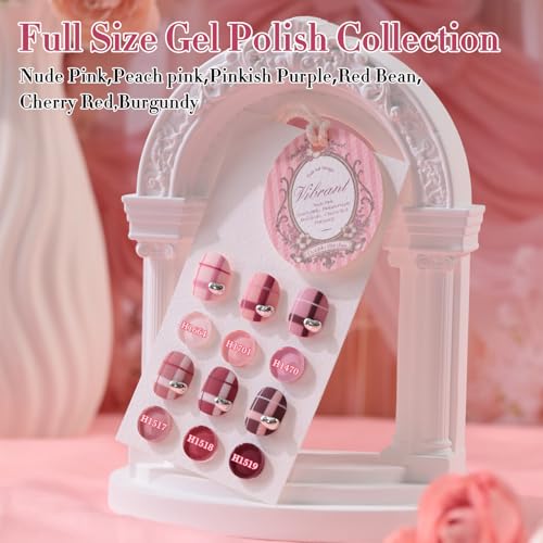 Double Rhythm Nude Rose Burgundy Gel Polish Set - 6 Non-Toxic, Hema-Free Nail Art Kit