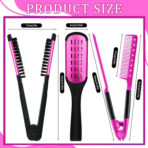 CHENGU Boar Bristle Clamp Hair Straightening Brush and V-Shaped Styling Comb