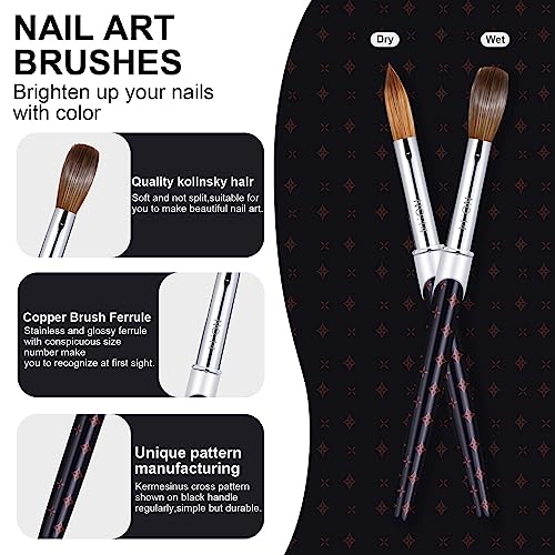 Shine Chance Black 14 Size Acrylic Nail Brush Set - Kolinsky & Cleanup Brush
