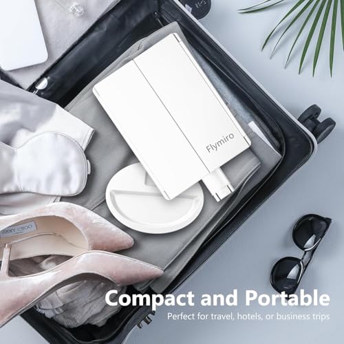 Flymiro Tri-fold Lighted Vanity Makeup Mirror with 3x/2x Magnification,Light up Mirror for Makeup,Touch Screen 21 LEDs,180¡Æ Rotation Countertop Cosmetic Mirror,Gifts for Women Mom Teen Girls