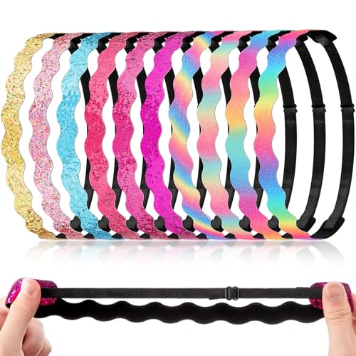 WILLBOND Glitter Wave Non-Slip Headbands – 10 Pcs Velvet Stretch Hair Accessories (Variation: Glitter Wave)