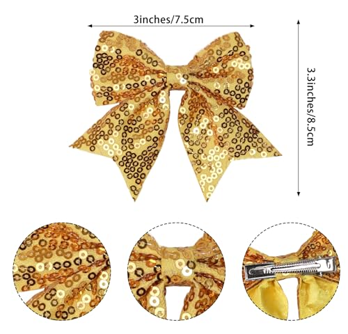 3-Inch Rainbow Sequins Hair Bows Clips - 2 Pack for Girls