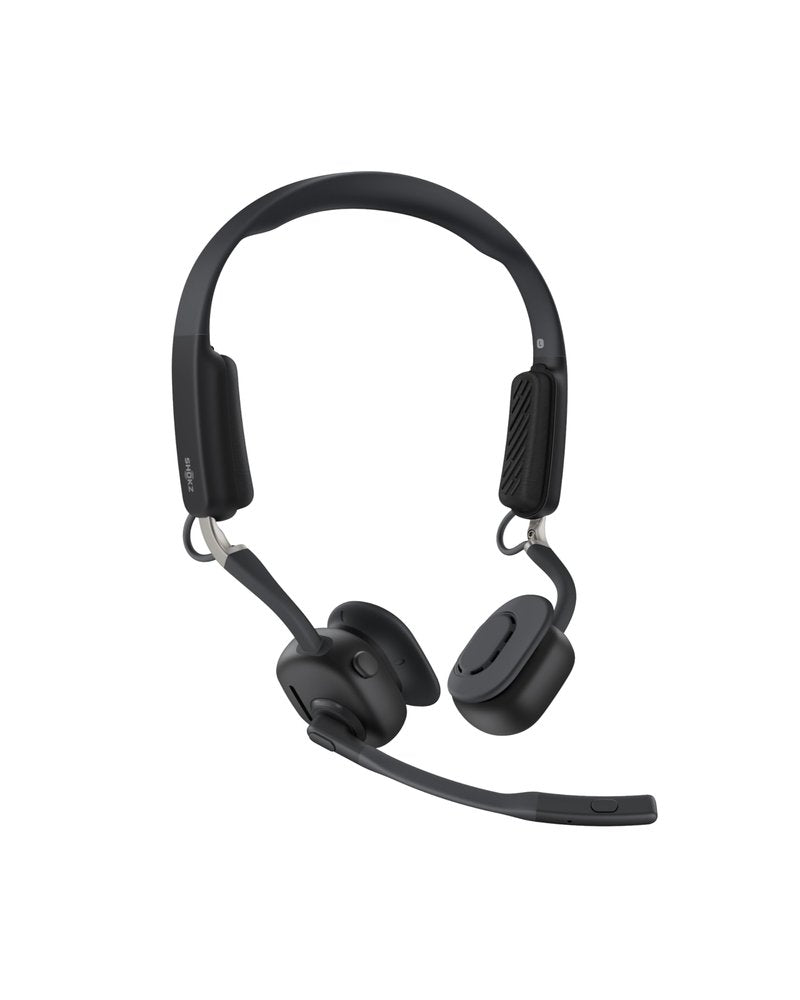 SHOKZ New OpenMeet - Open-Ear Bluetooth Computer Headset, Noise Cancelling Mic + Mute Button, Bluetooth 5.4 Compatible with PC & Mac, Wireless Work Headphones, Customizable Fit, Smart App - C610