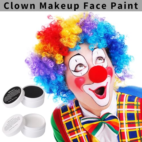 MEICOLY 6Pcs Halloween Black & White Face Paint Kit - Pro Oil-Based Makeup for Clowns Zombies & Cosplay