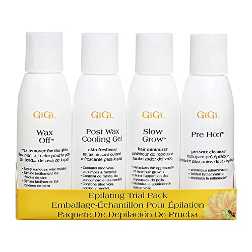 GiGi Post Waxing Essentials Kit, Pre & Post Wax Care Set, Skin Prep & Aftercare for Smooth Hair Removal, with Honey, Aloe Vera, and Argan Oil, 2 oz Each