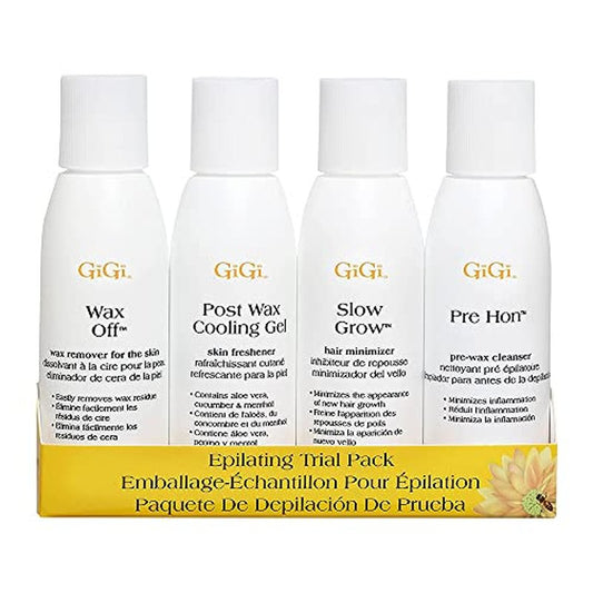 GiGi Post Waxing Essentials Kit, Pre & Post Wax Care Set, Skin Prep & Aftercare for Smooth Hair Removal, with Honey, Aloe Vera, and Argan Oil, 2 oz Each