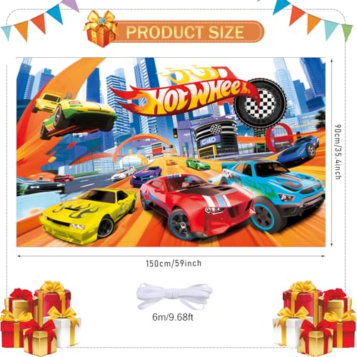 Race Car Birthday Banner - 59x36 Inch Racing Theme Backdrop