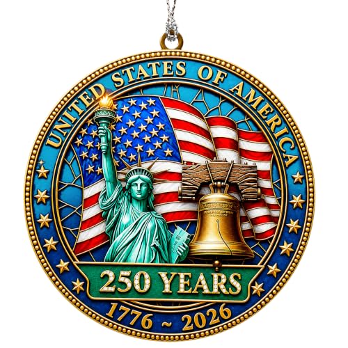 USA 250th Anniversary Christmas Ornament – Liberty Bell & Flag