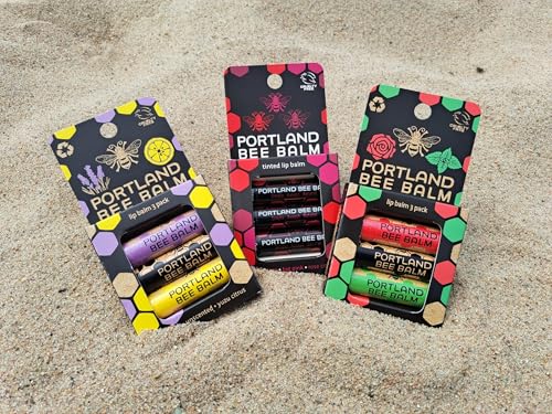 Portland Bee Balm All Natural Lip Balm 3 Pack | Unscented & Organic with Coconut & Olive Oil
