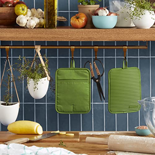 KitchenAid Ribbed Silicone Pot Holder Set - 2-Pack, Matcha, 7"x9"