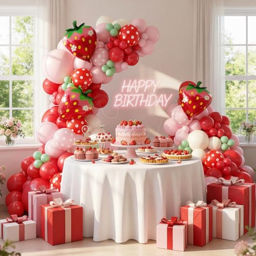 120pcs Strawberry Balloon Arch Kit for Baby Showers & Parties
