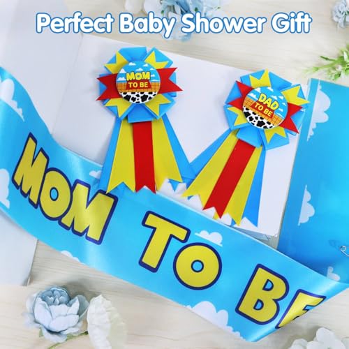 Mom to Be Sash and Dad Corsage Set for Baby Shower Decorations