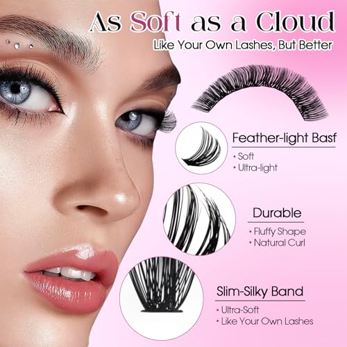 WENDY LASHES Clusters Kit D Curl 60-100D DIY Fluffy False Eyelashes