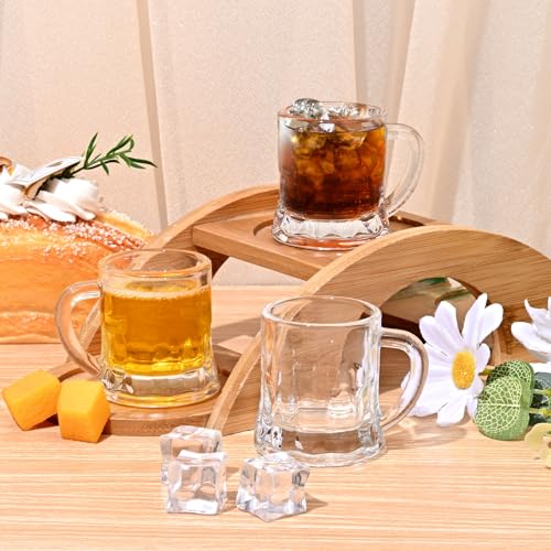 Futtumy Mini Beer Mug Shot Glasses - 2 Oz, Set of 6 with Handles