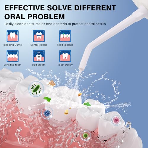 ZUAMEGU White Rechargeable Water Flosser for Teeth Cleaning, Portable, Quiet & IPX7 Waterproof