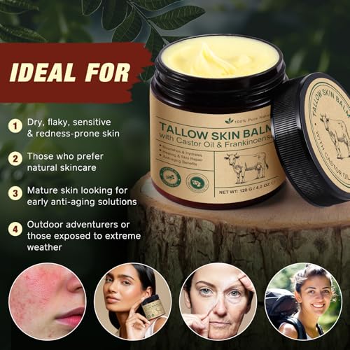 Organic Beef Tallow Balm with Castor Oil & Frankincense - 120g