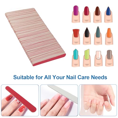 AhaTopia Mini Nail Files - 100 Pack Double-Sided 180/240 Grit