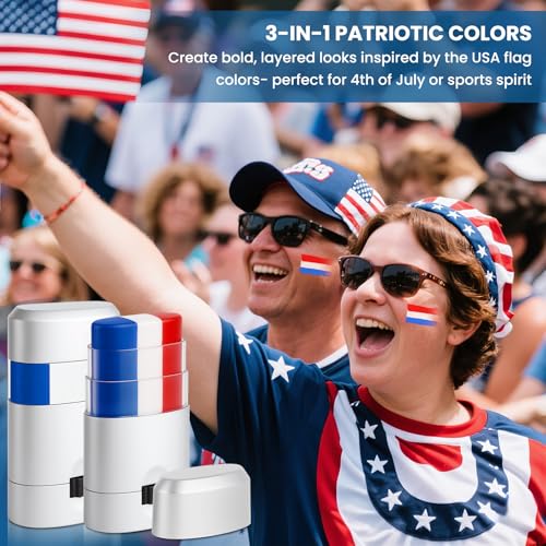 Patriotic Red White and Blue Face Paint Stick for 4th of July