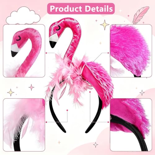 Pink Flamingo Headband Hair Accessory for Tropical Party & Costume - CARMELIT