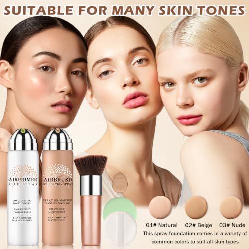 LZXLUKGIR Magic Minerals Airbrush Foundation & Primer Set (02 Beige)