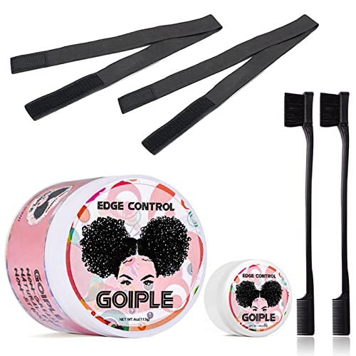 Goiple Edge Control Wax Set for Women Strong Hold Non-Greasy Strawberry Scent 6pcs - Includes Travel Size & Brushes
