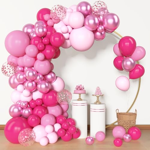 Amandir 153 Pcs Hot Pink Balloon Arch Kit for Parties