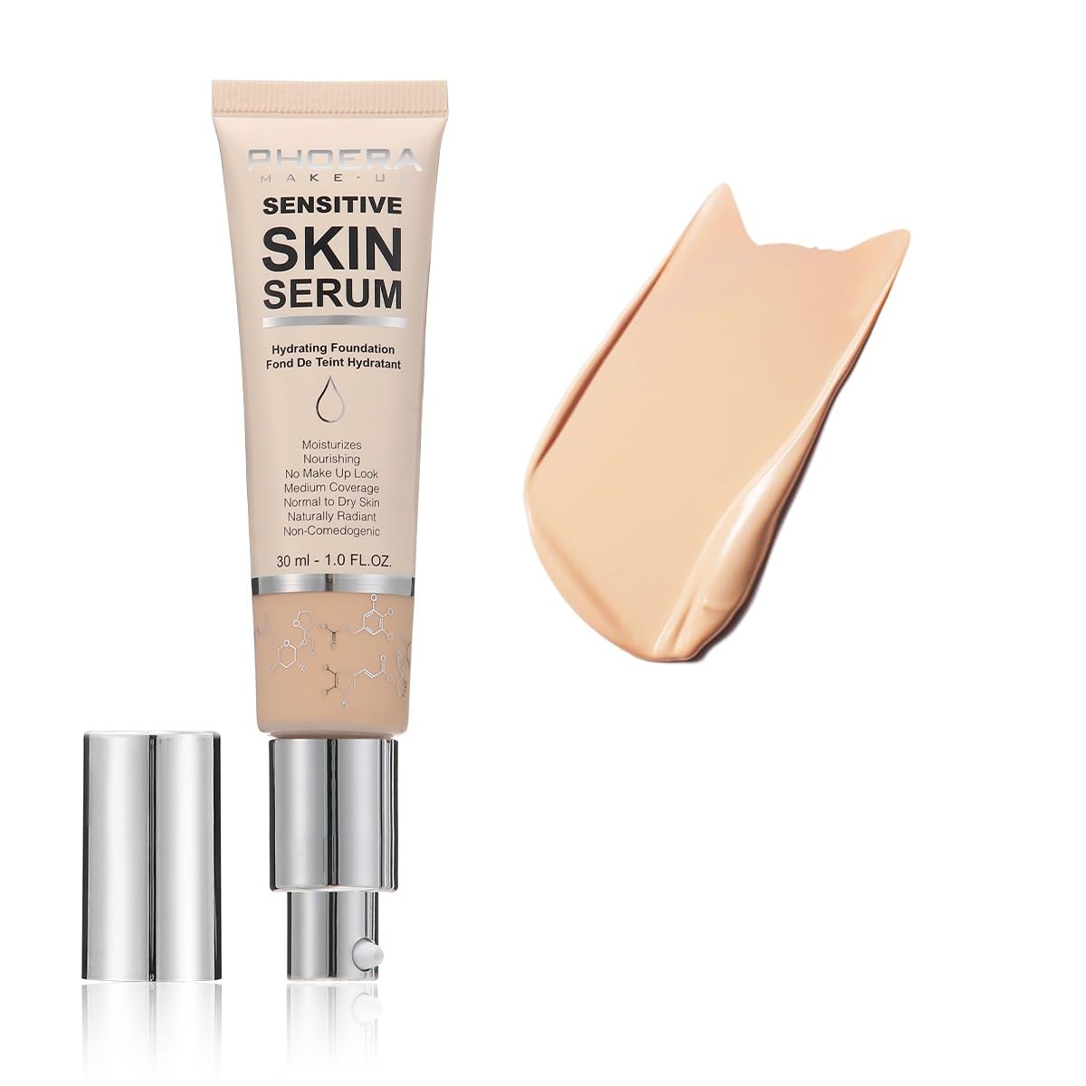 PHOERA Hydrating Foundation - Hypoallergenic Tinted Moisturizer for Mature Skin | N02 Nude Shade