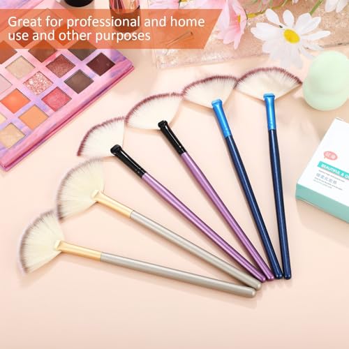 9-Pack Soft Facial Fan Makeup Brushes with Wooden Handles