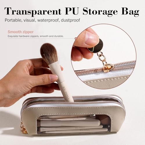 BS-MALL 14 Pcs Makeup Brushes Set with Travel Case - Beige