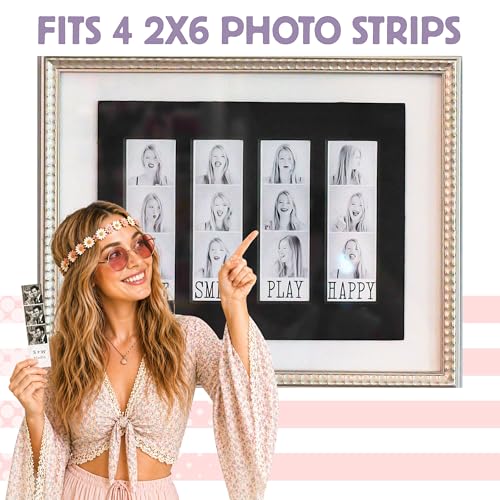 Customizable Black Photo Frame Mats for 2x6 Photo Booth Strips - Set of 2