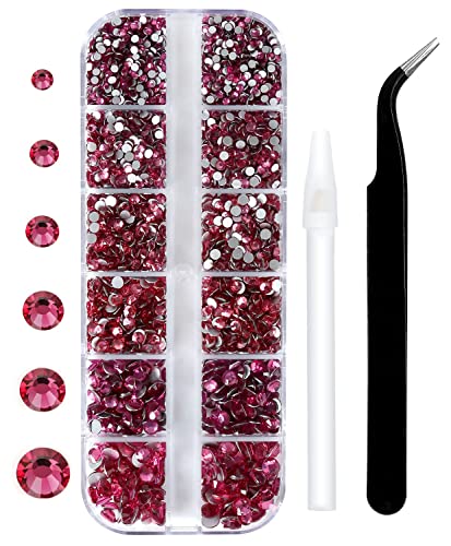 3792pcs Rose Flatback Rhinestone Set with Tweezers & Pen for Nail Art & Crafts
