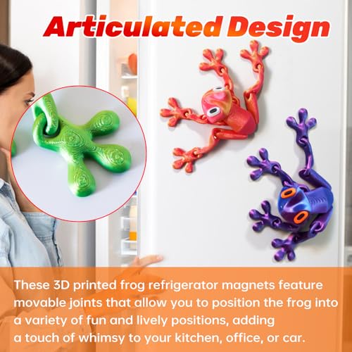 4PCS 3D Frog Fridge Magnets - Realistic Movable Joint Decor