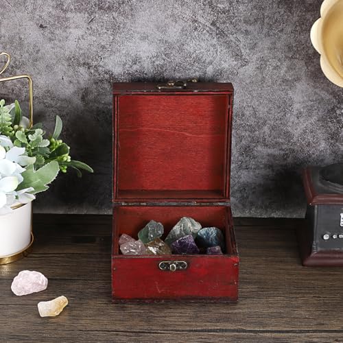 Vintage Red Wooden Jewelry Treasure Chest Box – ELLDOO