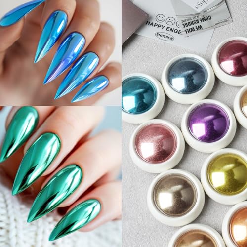 24Pcs Chrome Nail Powder Set with Mirror & Holographic Finishes, Professional Nail Art Kit