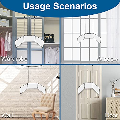 LMZNXCZ 3 Way Mirror for Self Hair Cutting,360 Haircuts Men for Barber Use Tools,to See Back of Head,Tri Fold Mirror with Portable Height Adjustable Telescoping Hooks