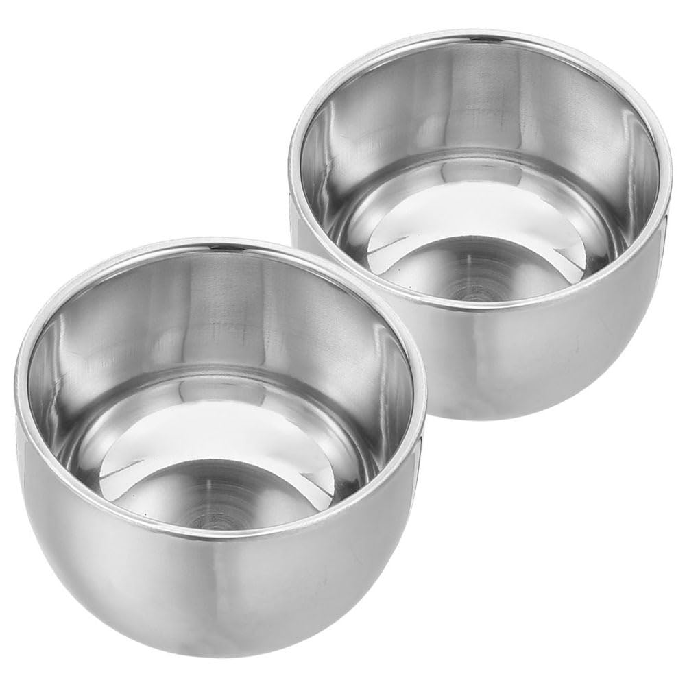 OUNONA Double Layer Stainless Steel Shaving Soap Bowl Set for Men 3.22 Inch Heat Insulated Shave Cup for Smooth Lather and Efficient Shaving