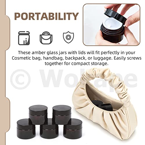 Wokape 40-Piece Amber Glass Jar Set with Lids and Spatulas for Cosmetics