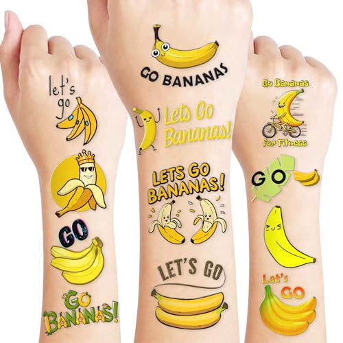 60 Banana Temporary Tattoos – Fun Fruit Party Favors for Kids