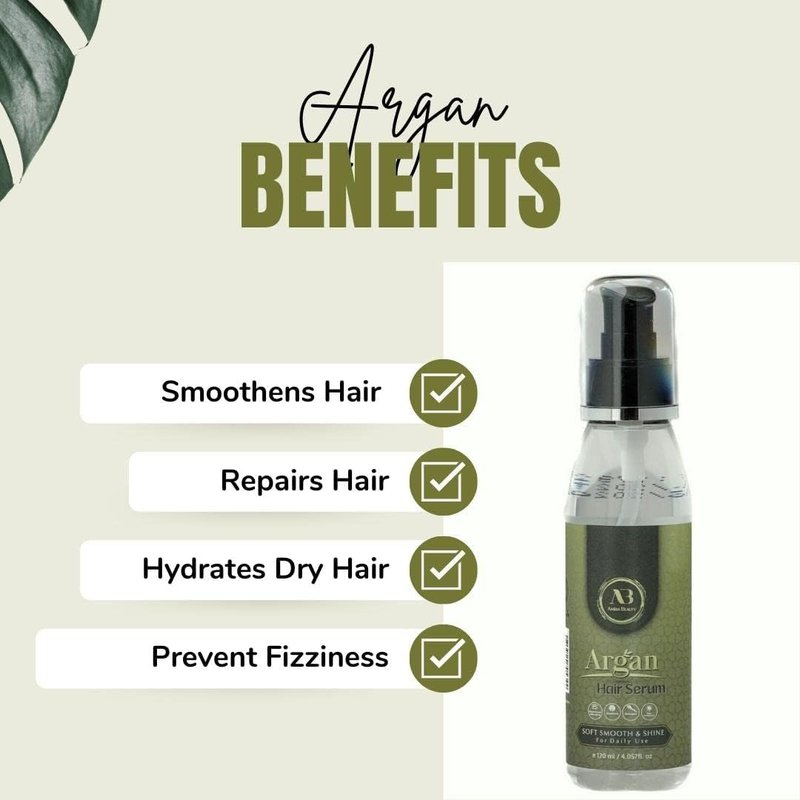 Amira Beauty Hair Repair Serum Argan Oil - Shine, Growth, Frizz Control, Smoothing, Strengthening Heat Protection For All Hair Types 4Fl. oz