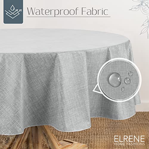 Elrene Monterey Linen-Texture Vinyl Tablecloth, 70" Round, Gray