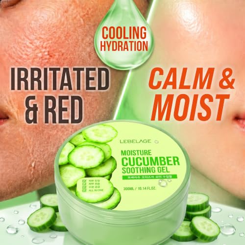 LEBELAGE Soothing Cucumber Gel 10.14oz - Hydrating Face & Body Moisturizer