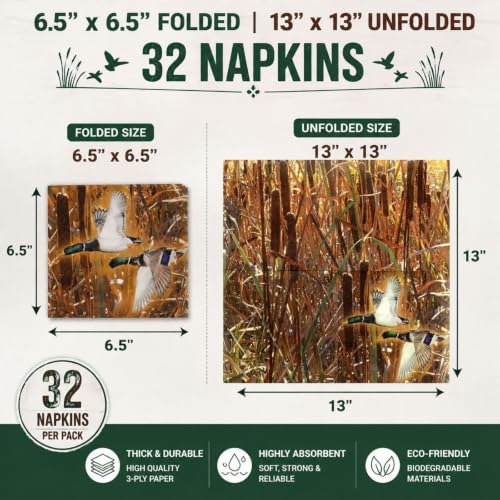 Havercamp Camo Duck Napkins - 32 Pack, 6.5 Inch Biodegradable