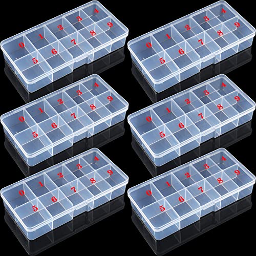 6-Piece Nail Tip Storage Organizer Box with 10 Numbered Slots