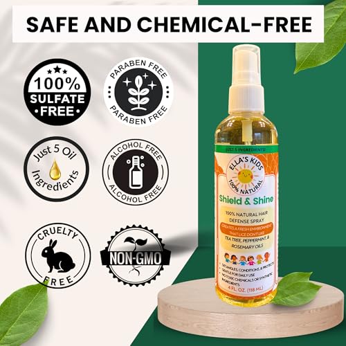 Natural Lice Prevention and Repellent Hair Oil Spray for Kids Hair ? Made with Essential Oils, Detangles and Conditions, Only 5 Oil Ingredients - Tea Tree, Rosemary, and Lavender Oils by Ella¡¯s Kids