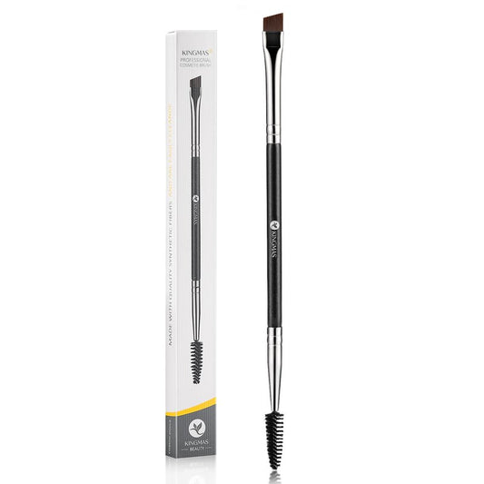 Eyebrow Brush Spoolie - Professional Duo Angled Brush for Lining & Shaping Brows | Black