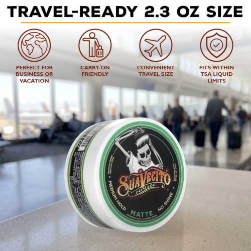 Suavecito Matte Pomade - Travel Size, 2.3 oz | Medium Hold, No Shine