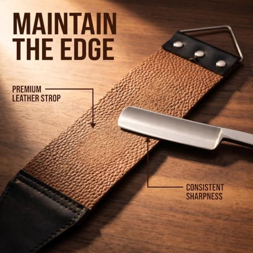 YU&CH Straight Razor Shaving Kit with Leather Strop & Brush