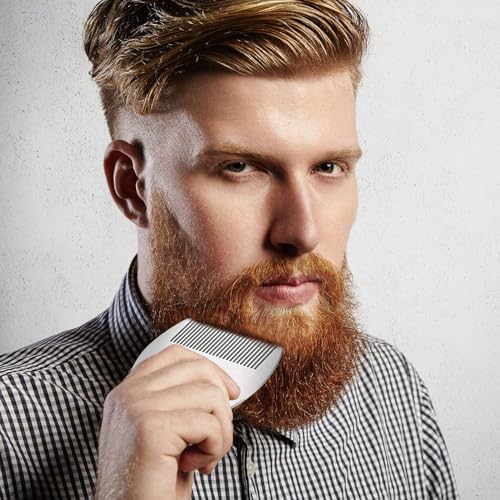 AhfuLife Stainless Steel Credit Card Size Beard & Hair Comb 2-Pack - Anti-Static, Dual Action, Gift Box