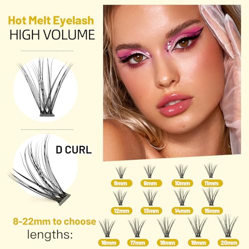 VAYATOR 20D Cluster Eyelashes 12mm - 220 Pcs Synthetic Mink Extension Tray